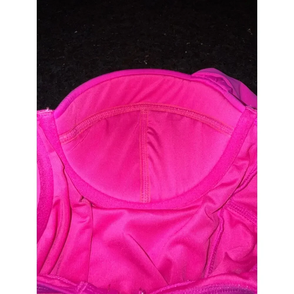 NEW KATE SPADE BRIGHT FUSHIA PINK Underwired One-Piece Swimsuit Wide Strap SZ M